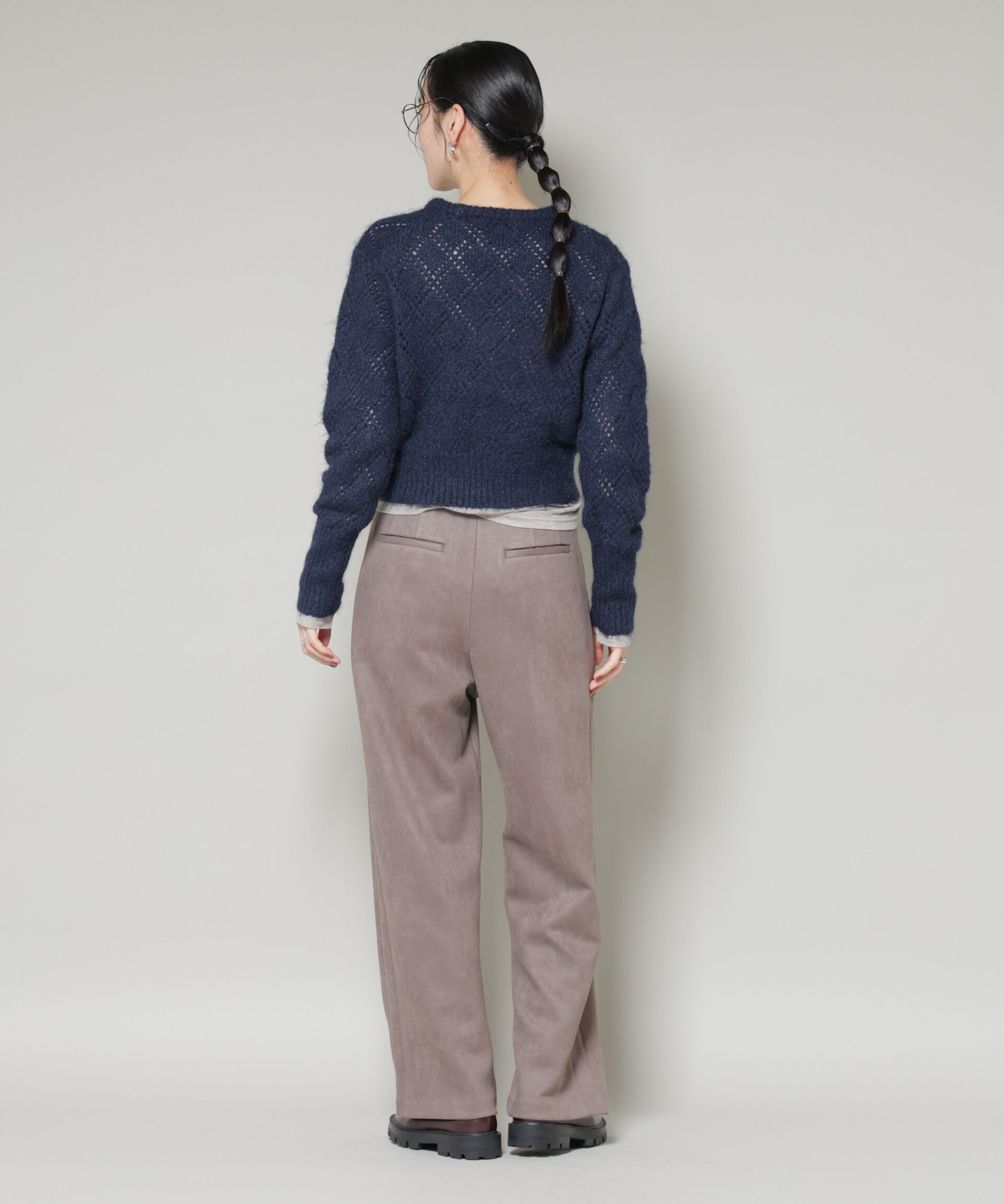 nano･universe「ヘアリー透かしダイヤ柄ニットプルオーバー」|ニット・セーター|