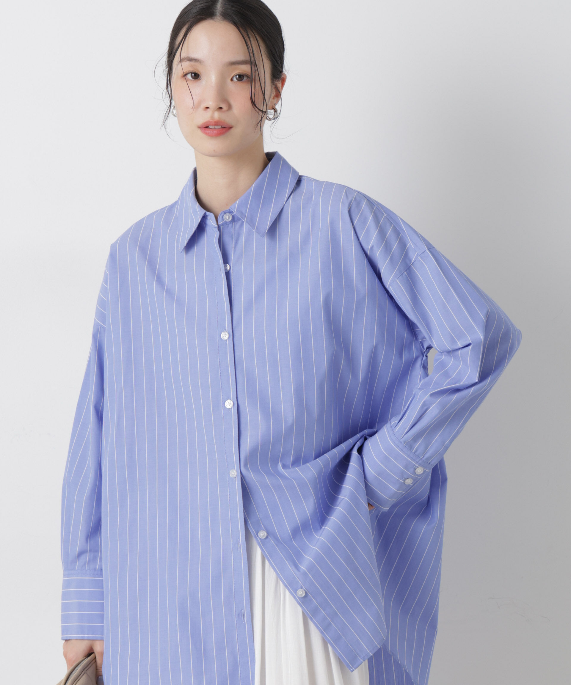 nano･universe「ブロードワイドシルエットストライプシャツ」|シャツ・ブラウス|