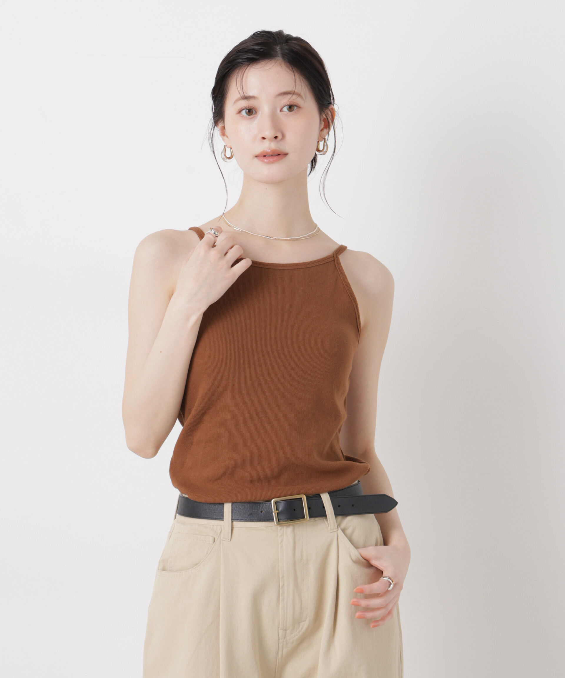 nano･universe「抗菌防臭リブカップ付きアメスリキャミ」|Tシャツ・カットソー|