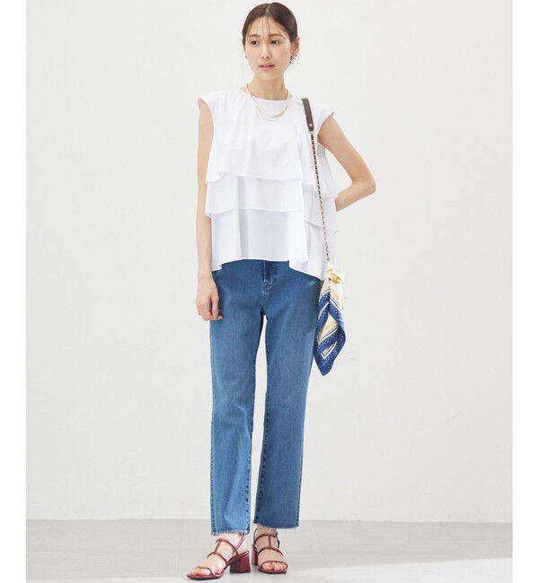 組曲「【WEB限定】コットンレーヨンシャーティングノースリーブ ブラウス」|シャツ・ブラウス|