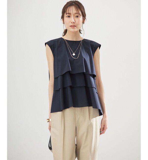 組曲「【WEB限定】コットンレーヨンシャーティングノースリーブ ブラウス」|シャツ・ブラウス|