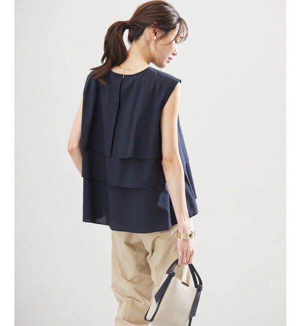 組曲「【WEB限定】コットンレーヨンシャーティングノースリーブ ブラウス」|シャツ・ブラウス|