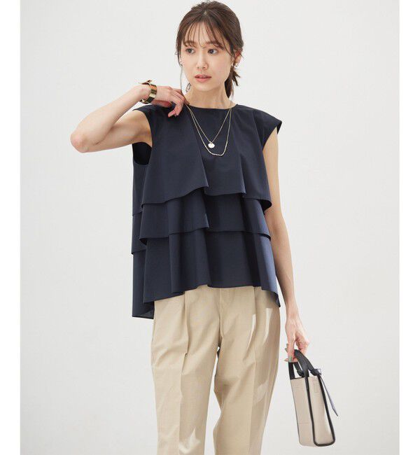 組曲「【WEB限定】コットンレーヨンシャーティングノースリーブ ブラウス」|シャツ・ブラウス|