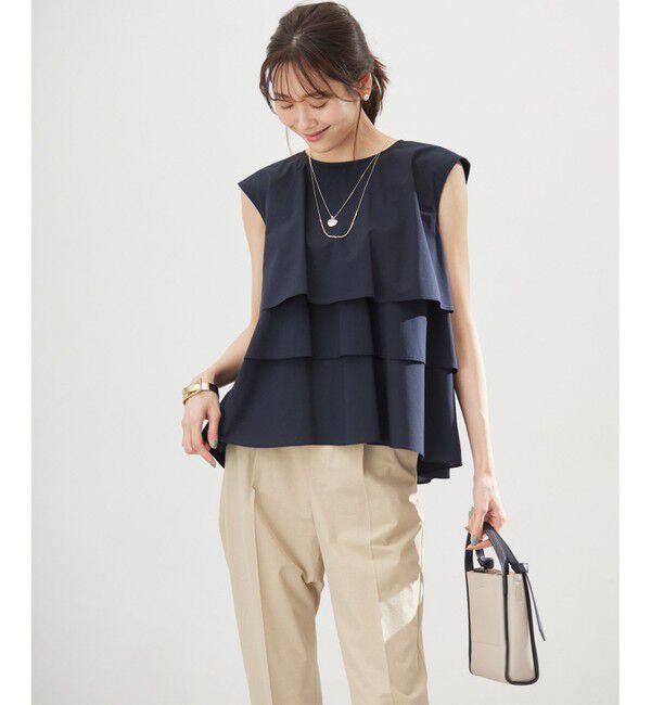組曲「【WEB限定】コットンレーヨンシャーティングノースリーブ ブラウス」|シャツ・ブラウス|