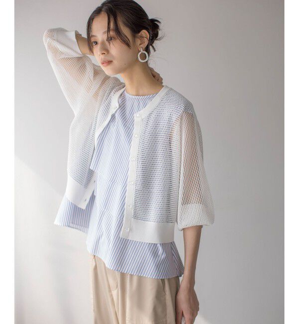 組曲「【WEB限定】コットンレーヨンシャーティングノースリーブ ブラウス」|シャツ・ブラウス|