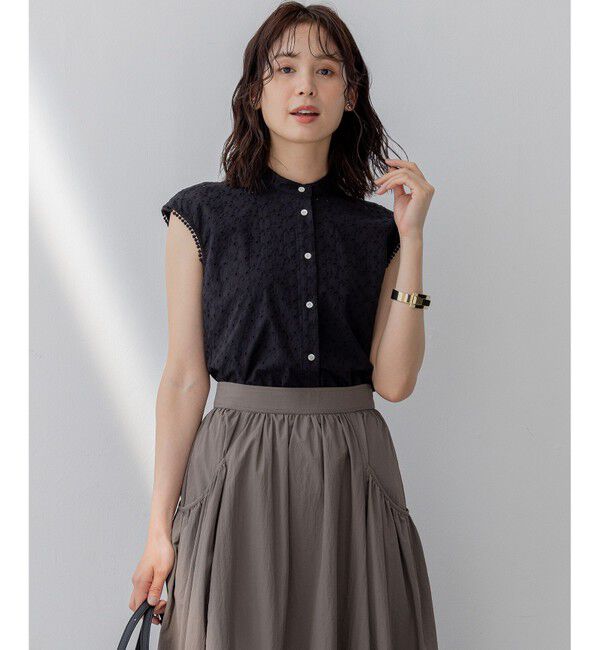 組曲「エンブロイダリーレースノースリーブ ブラウス」|シャツ・ブラウス|ブラック系