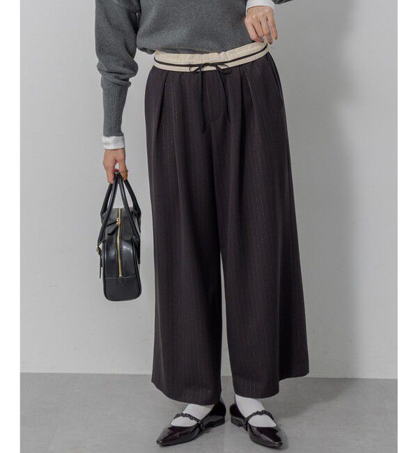 組曲「【加藤ローサさん着用】ラメストライプ ワイドパンツ」|その他|ブラック系1