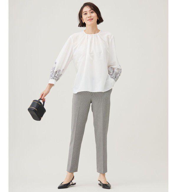 自由区「【撥水加工・洗える】TRギャバチェック柄テーパード パンツ」|その他|