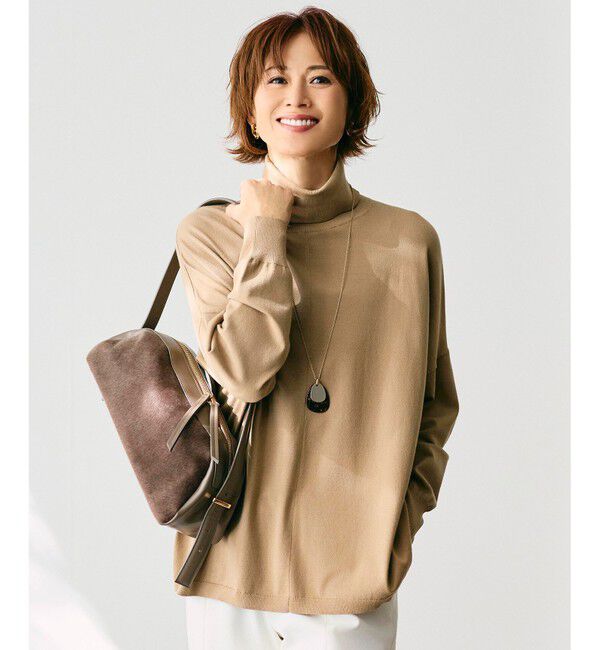 自由区「ウォームレーヨンストレッチハイネック ニット」|ニット・セーター|モカ