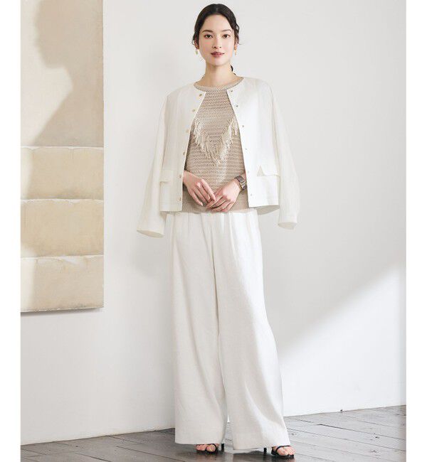 自由区「【SHIHOさん着用】リネンフリンジ ベスト」|ベスト・ジレ|