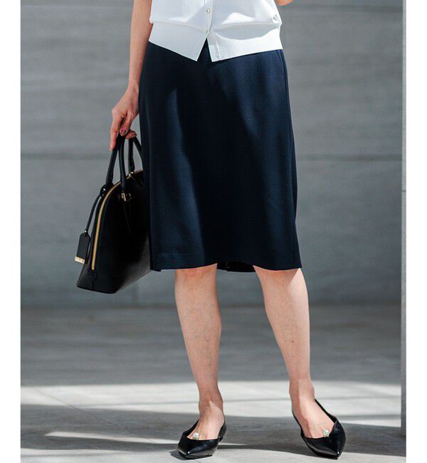 23区「【セットアップ対応/洗える】ドライツイル タイトスカート」|スカート|ネイビー系
