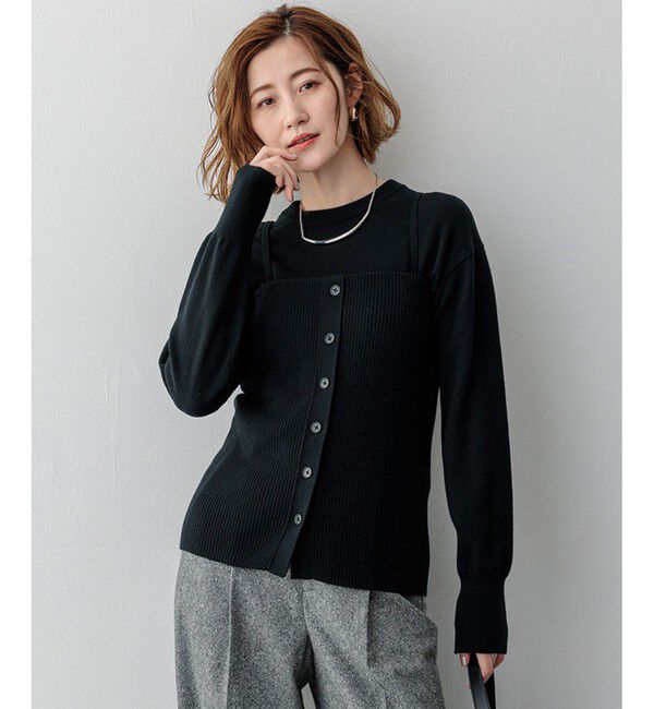 23区「【洗える】レイヤードビスチェ ニット」|ニット・セーター|ブラック系