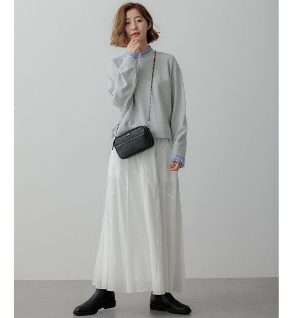 23区「【洗える】クリアコットンテリー ストライプフリル スウェット」|Tシャツ・カットソー|