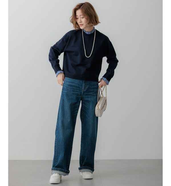 23区「【洗える】クリアコットンテリー ストライプフリル スウェット」|Tシャツ・カットソー|