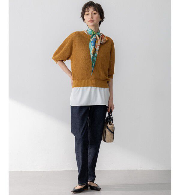 23区「【洗える】ピュアリネン パフスリーブ ニット」|ニット・セーター|