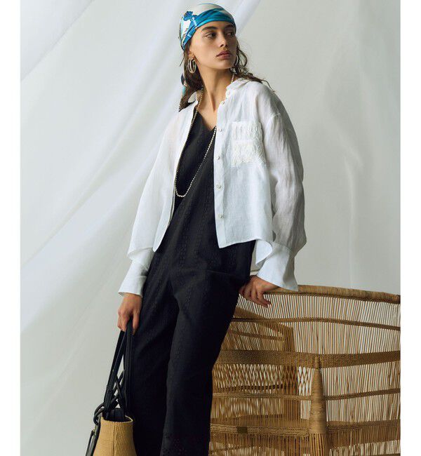 23区「【洗える】LIBECO クロップド シャツ」|シャツ・ブラウス|