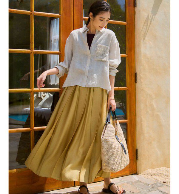 23区「【洗える】LIBECO クロップド シャツ」|シャツ・ブラウス|