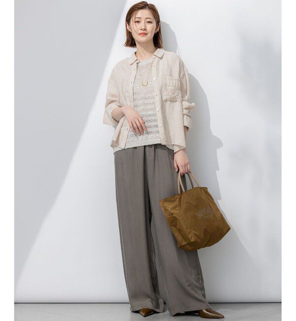 23区「【洗える】LIBECO クロップド シャツ」|シャツ・ブラウス|