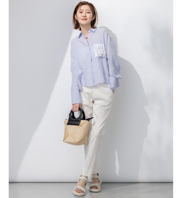 23区「【洗える】LIBECO クロップド シャツ」|シャツ・ブラウス|