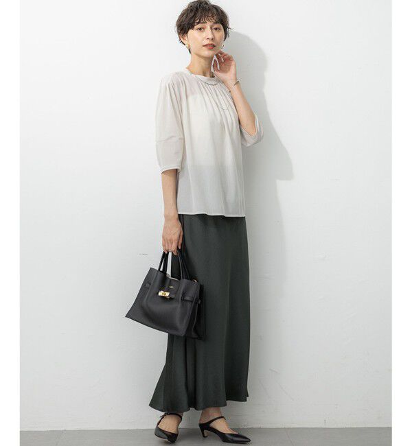 23区「【洗える】クリアトリコットジャージー ギャザーフォルム カットソー」|Tシャツ・カットソー|