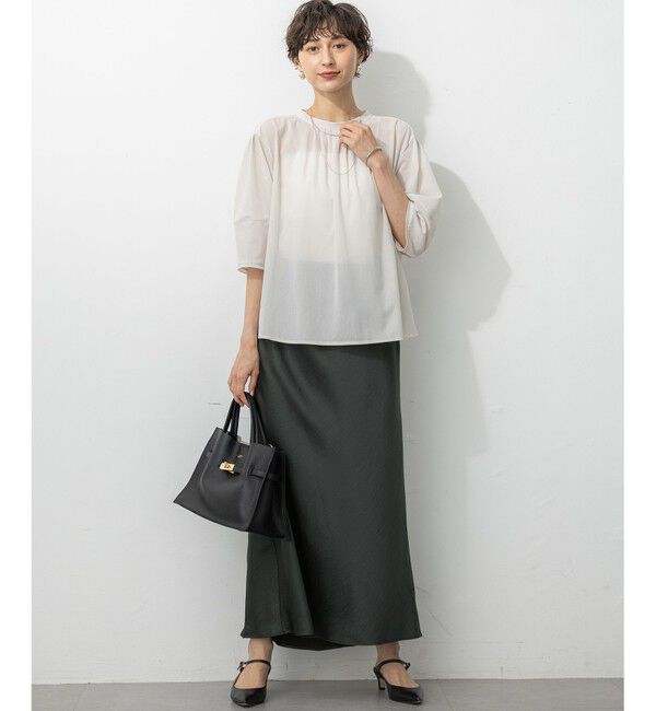 23区「【洗える】クリアトリコットジャージー ギャザーフォルム カットソー」|Tシャツ・カットソー|