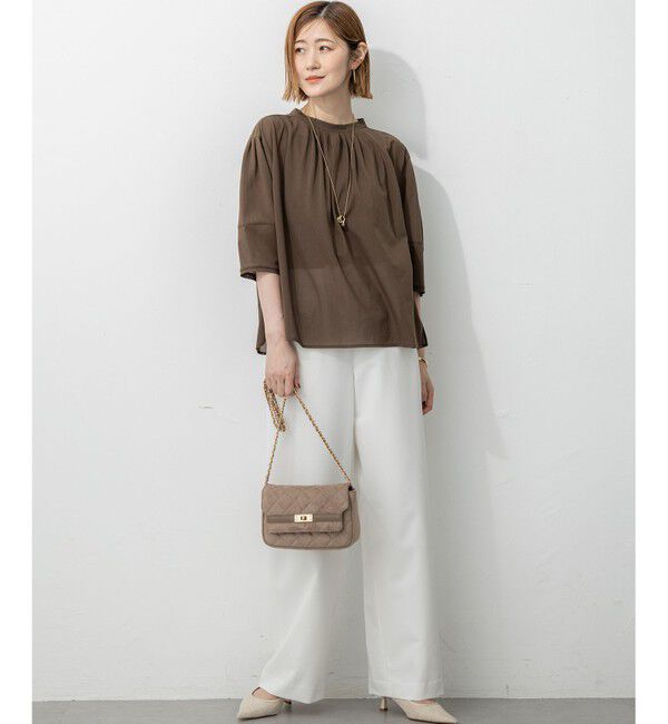 23区「【洗える】クリアトリコットジャージー ギャザーフォルム カットソー」|Tシャツ・カットソー|