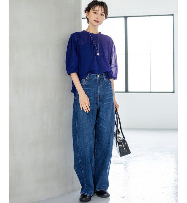 23区「【洗える】クリアトリコットジャージー ギャザーフォルム カットソー」|Tシャツ・カットソー|