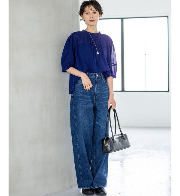 23区「【洗える】クリアトリコットジャージー ギャザーフォルム カットソー」|Tシャツ・カットソー|