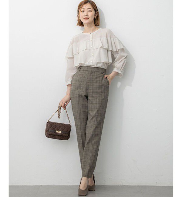 23区「【洗える】ドライ2WAYストレッチ チェック テーパード パンツ」|その他|