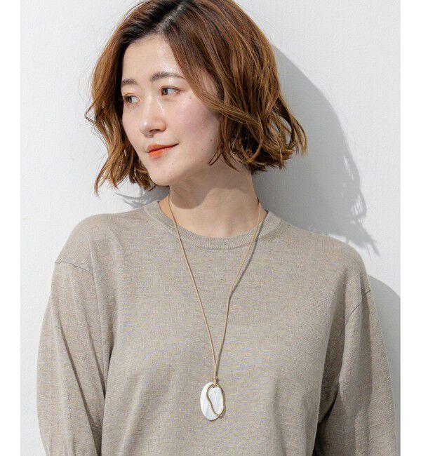 23区「オーバルシェル コンビ ネックレス」|ネックレス|ホワイト系