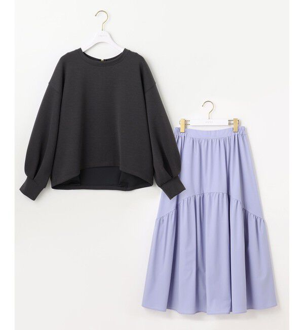 ANY SIS「【洗える・2SET】ダンボール プルオーバー&times;ギャザー スカート」|スーツ|ｽﾚｰﾄ&times;ﾌﾞ
