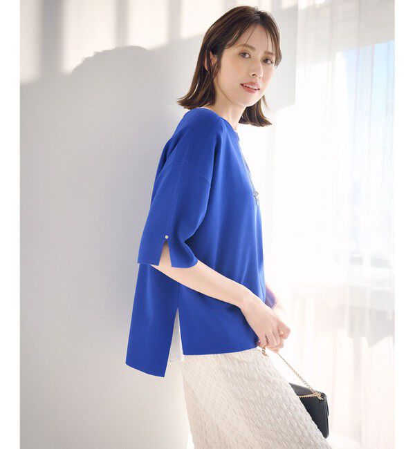 ANY SIS「【接触冷感・UVカット・洗える】ビューティクールボートネック プルオーバー」|ニット・セーター|