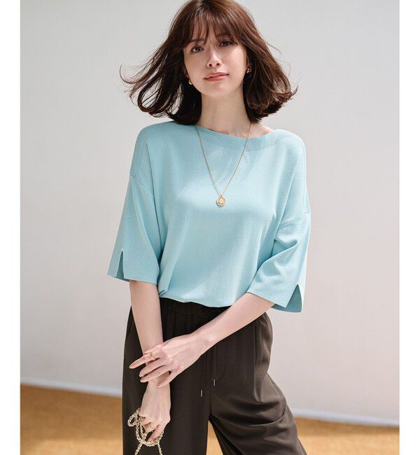 ANY SIS「【接触冷感・UVカット・洗える】ビューティクールボートネック プルオーバー」|ニット・セーター|