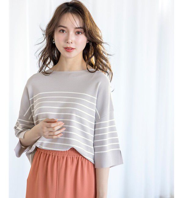 ANY SIS「【接触冷感・UVカット・洗える】ビューティクールボートネック プルオーバー」|ニット・セーター|