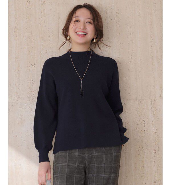 ANY SIS「CICA加工 ビューティ畔ボトルネック ニット」|ニット・セーター|ネイビー