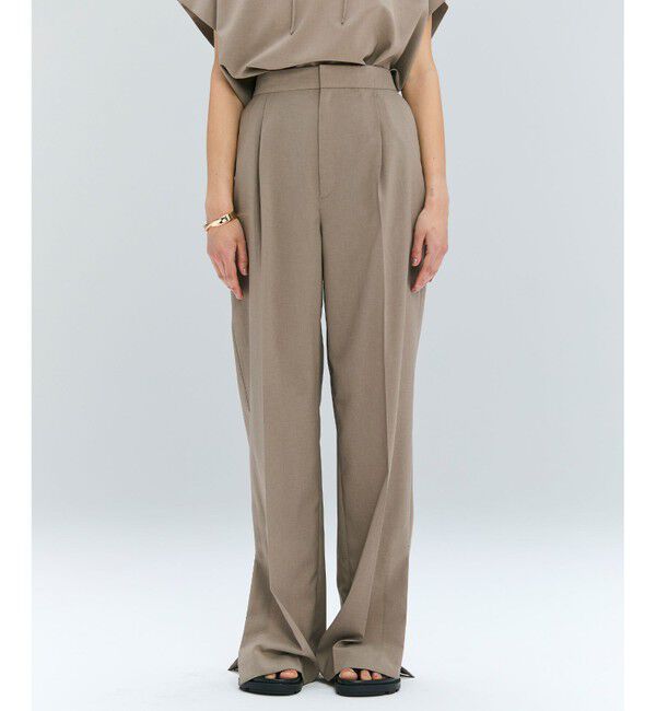 BEIGE,「【洗える/接触冷感/速乾/UVケア対応】BATEAU / イージーウエストサイドスリットタックパンツ」|その他|Taupe