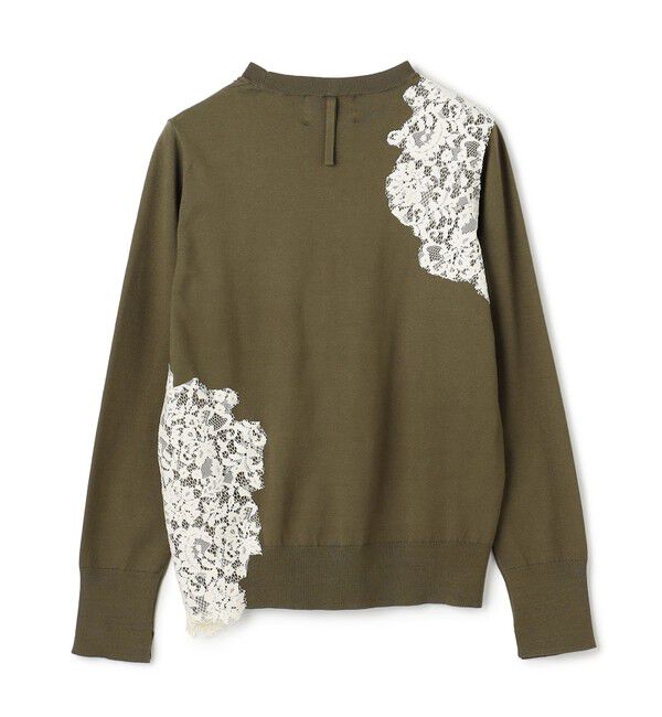 BEIGE,「WILLOW / アシンメトリーレースクルーネックニット」|ニット・セーター|