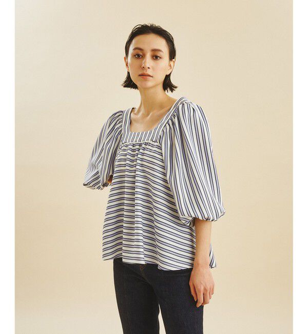 Grace Class「リネンタッチストライプトップ」|Tシャツ・カットソー|