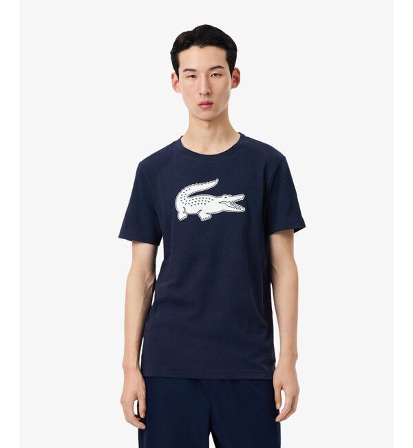 LACOSTE「コットンブレンドウルトラドライロゴプリント半袖Tシャツ」|Tシャツ・カットソー|ダークネイビー