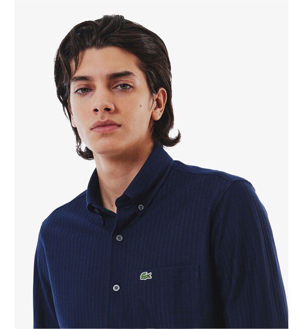 LACOSTE「ジャカードストライプボタンダウンジャージシャツ」|シャツ・ブラウス|