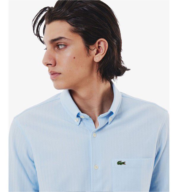 LACOSTE「ジャカードストライプボタンダウンジャージシャツ」|シャツ・ブラウス|