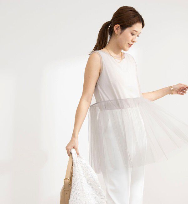 NOLLEY'S「2WAYチュール ノースリーブブラウス」|シャツ・ブラウス|