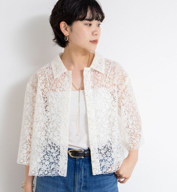 NOLLEY'S「Brocheレースショートシャツ」|シャツ・ブラウス|