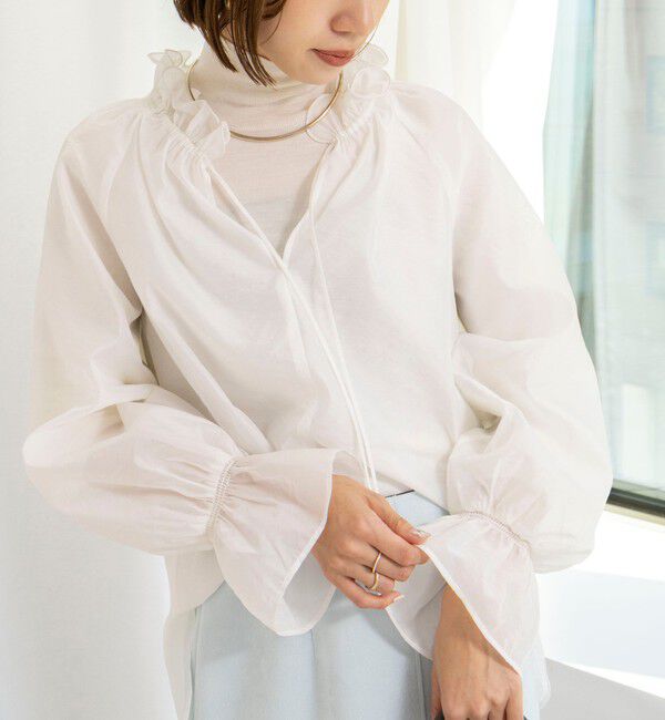 NOLLEY'S sophi「ウォッシャブルオーガンジーフリルブラウス」|シャツ・ブラウス|オフホワイト
