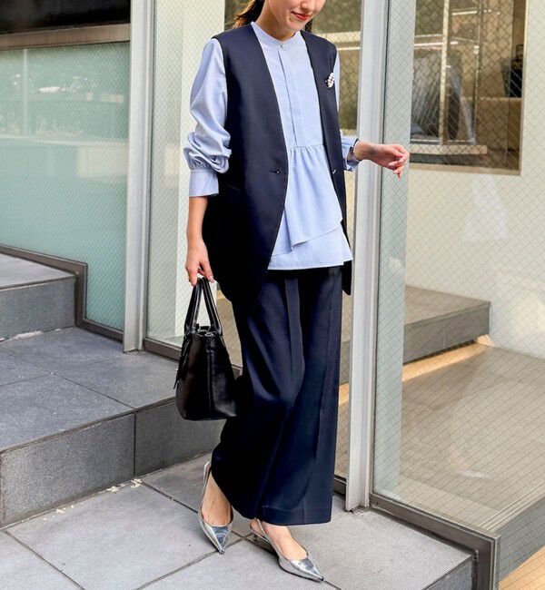 NOLLEY'S「《セットアップ対応》ウォッシャブルジョーゼットフリル付きマルチWAYジレ」|ベスト・ジレ|