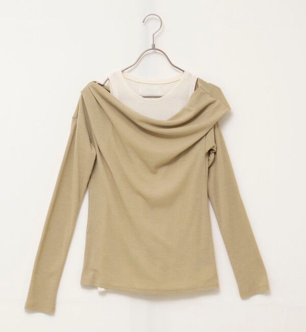 MAQWEL「【MAQWEL/マクウェル】ウォッシャブルレイヤードドレープロンＴ」|Tシャツ・カットソー|