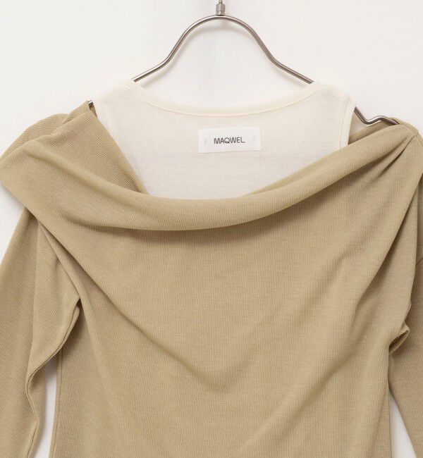 MAQWEL「【MAQWEL/マクウェル】ウォッシャブルレイヤードドレープロンＴ」|Tシャツ・カットソー|