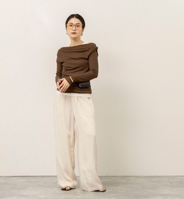 MAQWEL「【MAQWEL/マクウェル】ウォッシャブルレイヤードドレープロンＴ」|Tシャツ・カットソー|