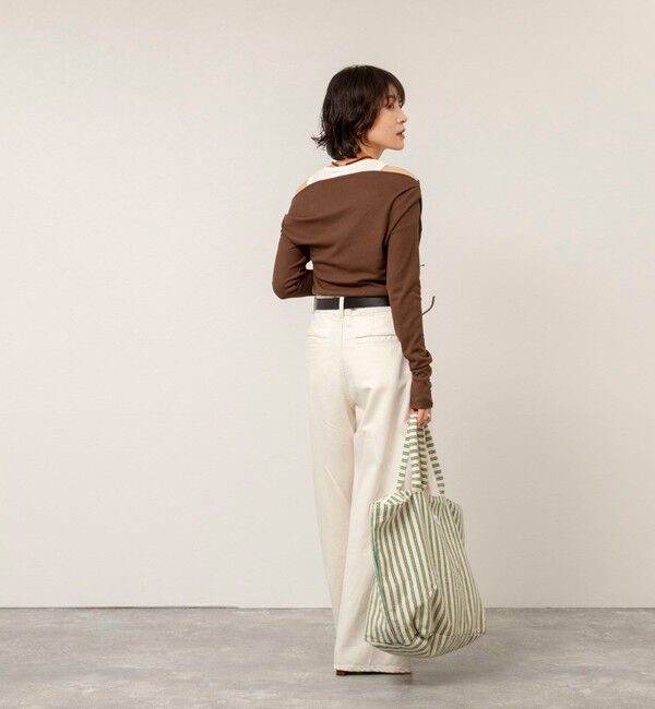 MAQWEL「【MAQWEL/マクウェル】ウォッシャブルレイヤードドレープロンＴ」|Tシャツ・カットソー|