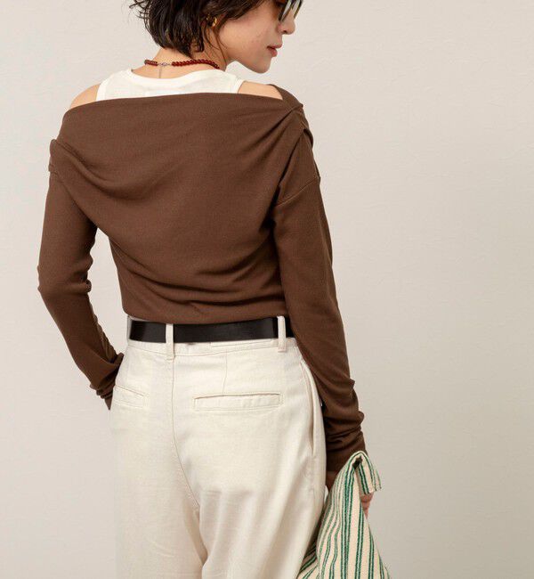 MAQWEL「【MAQWEL/マクウェル】ウォッシャブルレイヤードドレープロンＴ」|Tシャツ・カットソー|